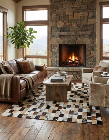 5' 2 x 7' 6 Cowhide Rug