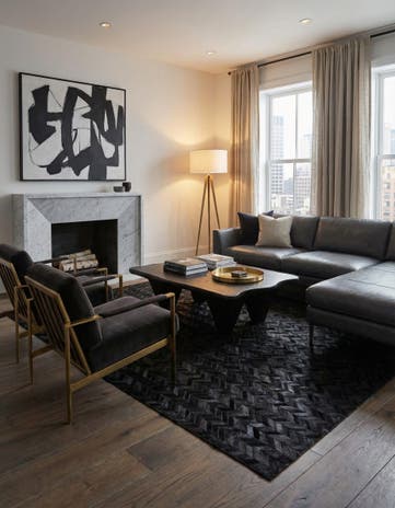 5' 1 x 8' Cowhide Leather Rug