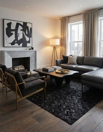 5' 1 x 8' Cowhide Leather Rug