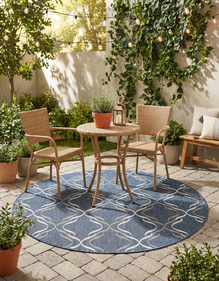 Detail image of 4' x 4'  Washable Trellis Indoor / Outdoor Round Rug