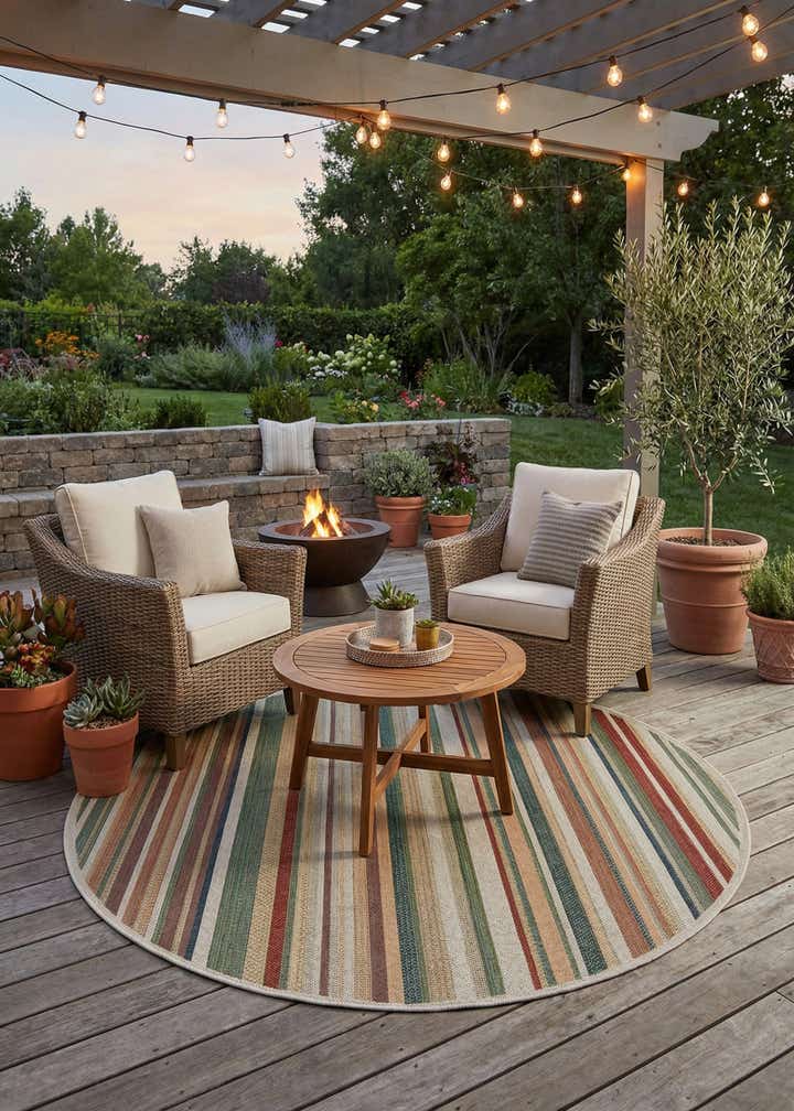7' 10 x 7' 10 Easy-Clean Baja Indoor / Outdoor Round Rug