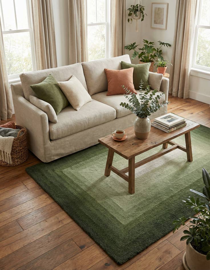 Detail image of  4' 1 x 6' 1 Ombre Wool Rug