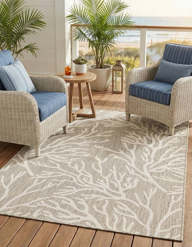 Detail image of 4' x 6'  Washable Coastal Indoor / Outdoor Rug