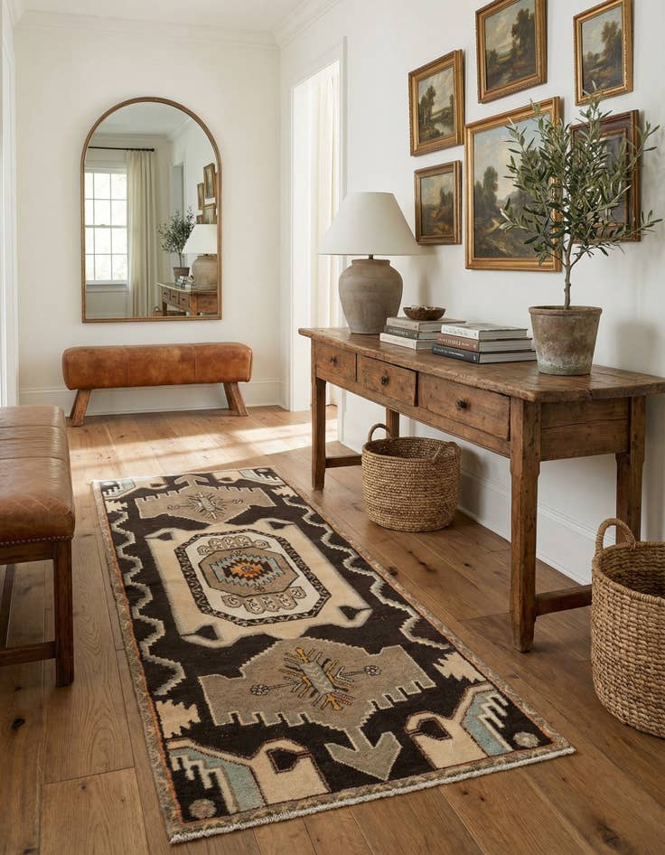 Detail image of 3' 3 x 9' Hamedan Rug