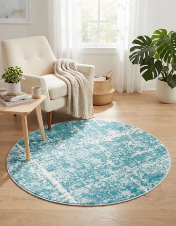Jill Zarin Turquoise Uptown Lexington Avenue Round Rug