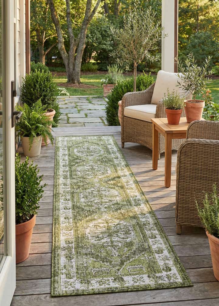 2' 7 x 12' Easy-Clean Traditional Indoor / Outdoor Runner Rug
