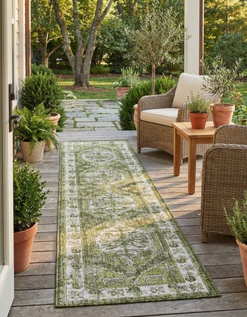 2' 7 x 12' Easy-Clean Traditional Indoor / Outdoor Runner Rug