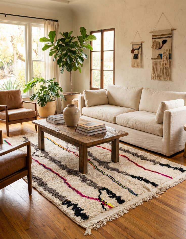 Detail image of 4' 9 x 6' 8  Hand Knotted Moroccan Wool Rug