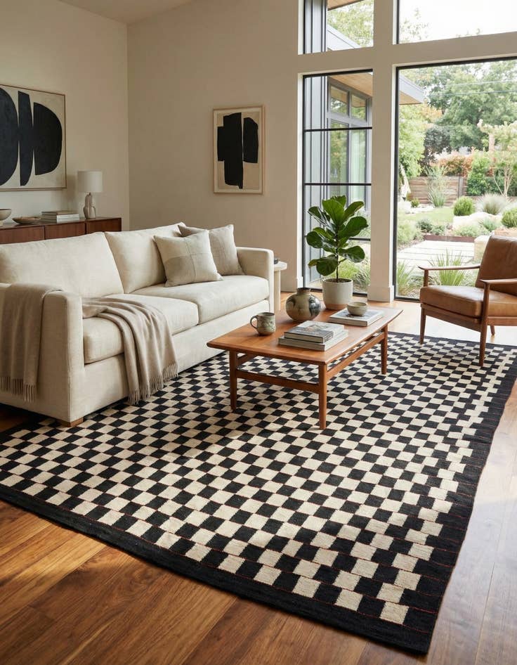 Detail image of 6' 6 x 9' 7  Hand Woven Kilim Modern Wool Rug