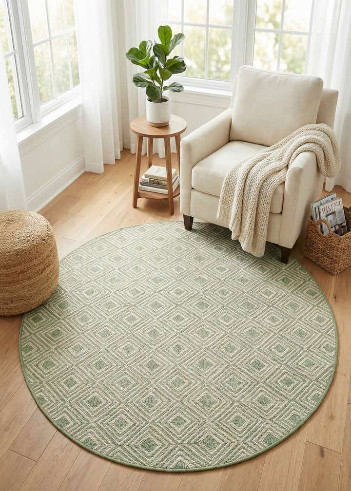 4' x 4' Easy-Clean Jill Zarin Costa Rica Indoor / Outdoor Round Rug