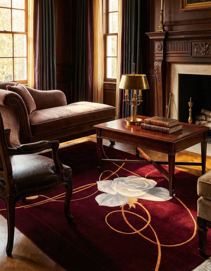 Detail image of 5' 8 x 8'  Hand Knotted Darya Wool Rug