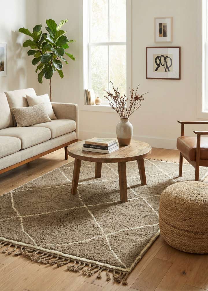 5' 3 x 8' 8 Hand Knotted Moroccan Wool Rug