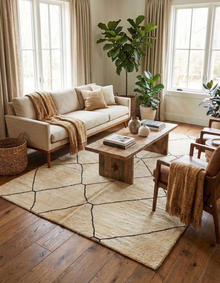 Detail image of  5' 5 x 8'  Hand Knotted Moroccan Wool Rug