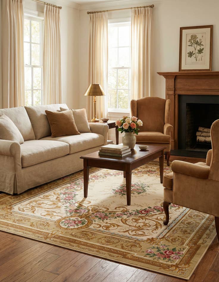 Detail image of  6' x 9'  Washable Traditional Indoor / Outdoor Rug