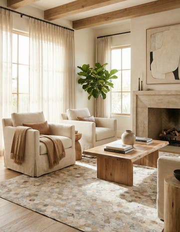 5' 2 x 8' Cowhide Leather Rug