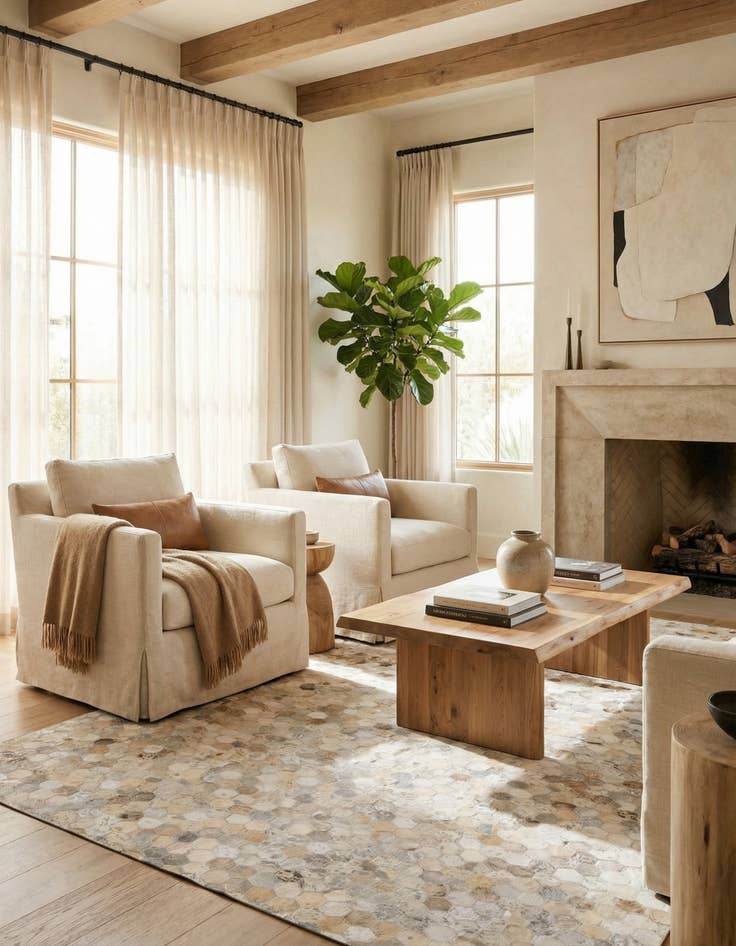 Detail image of 5' 2 x 8' Cowhide Leather Rug