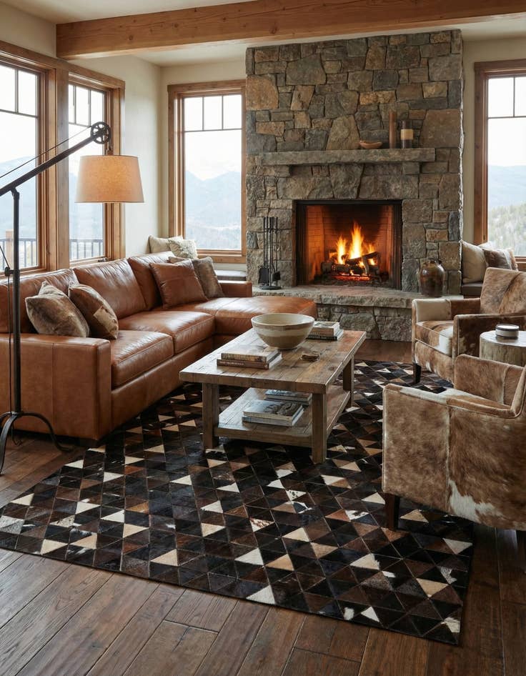 Detail image of 5' x 7' 11 Cowhide - Patchwork Rug