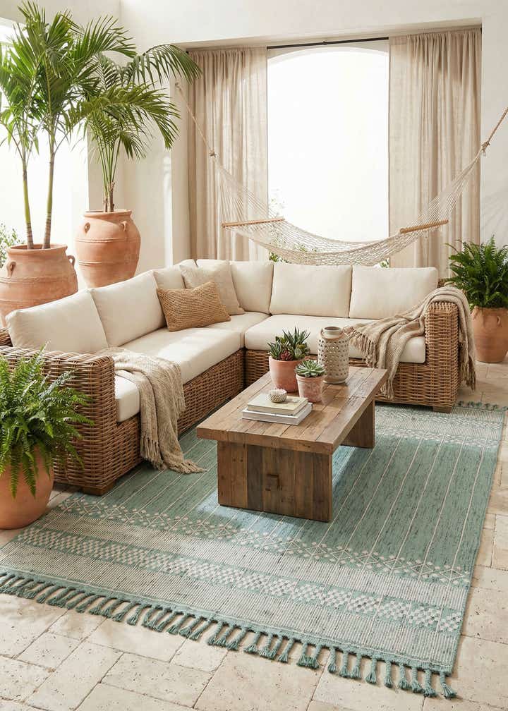 9' x 12' Easy-Clean Eco Bohemian Indoor / Outdoor Rug