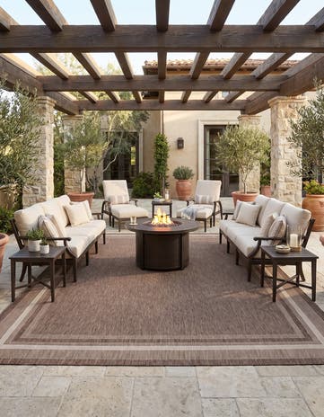 12' x 12' Easy-Clean Border Indoor / Outdoor Square Rug