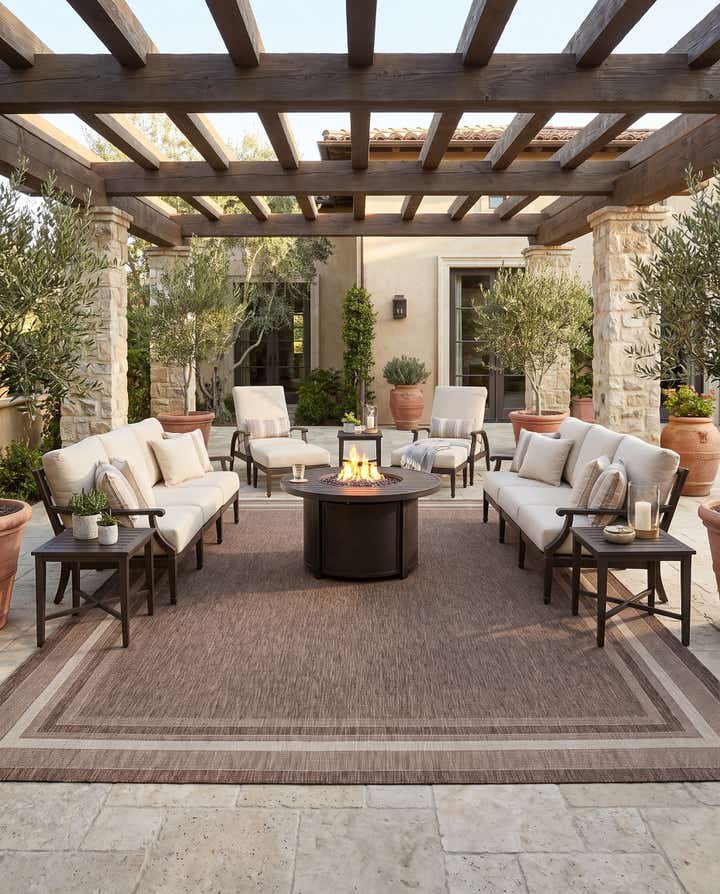 12' x 12' Easy-Clean Border Indoor / Outdoor Square Rug