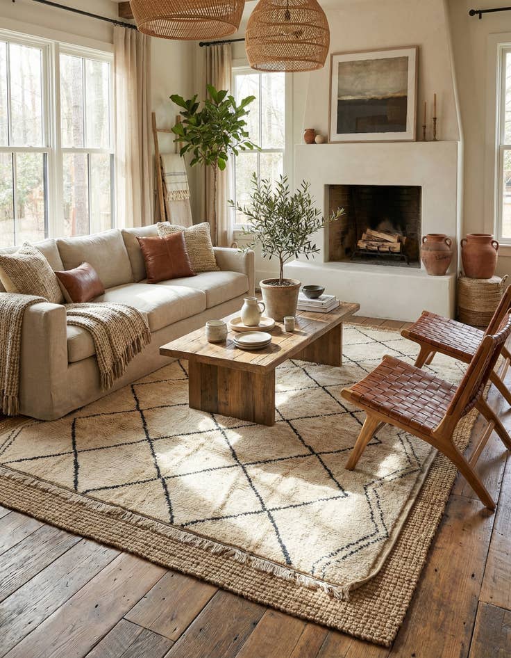 Detail image of  7' 7 x 9' 8  Hand Knotted Moroccan Wool Rug