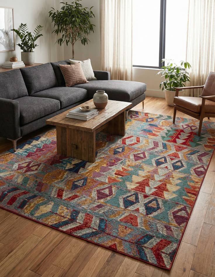 Detail image of 7' 10 x 11' Easy-Clean Modern Indoor / Outdoor Rug