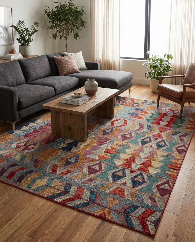 Detail image of 7' 10 x 11' Easy-Clean Modern Indoor / Outdoor Rug