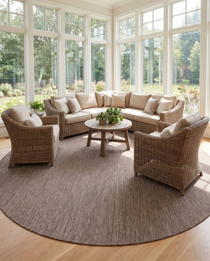 Detail image of 13' x 13' Easy-Clean Solid Indoor / Outdoor Round Rug