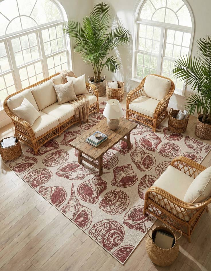 Detail image of  12' x 12'  Washable Coastal Indoor / Outdoor Square Rug