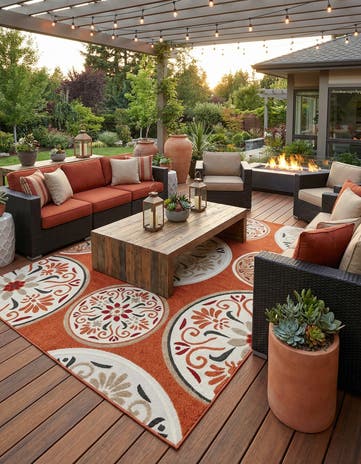 9' x 12' 2 Easy-Clean Modern Indoor / Outdoor Rug