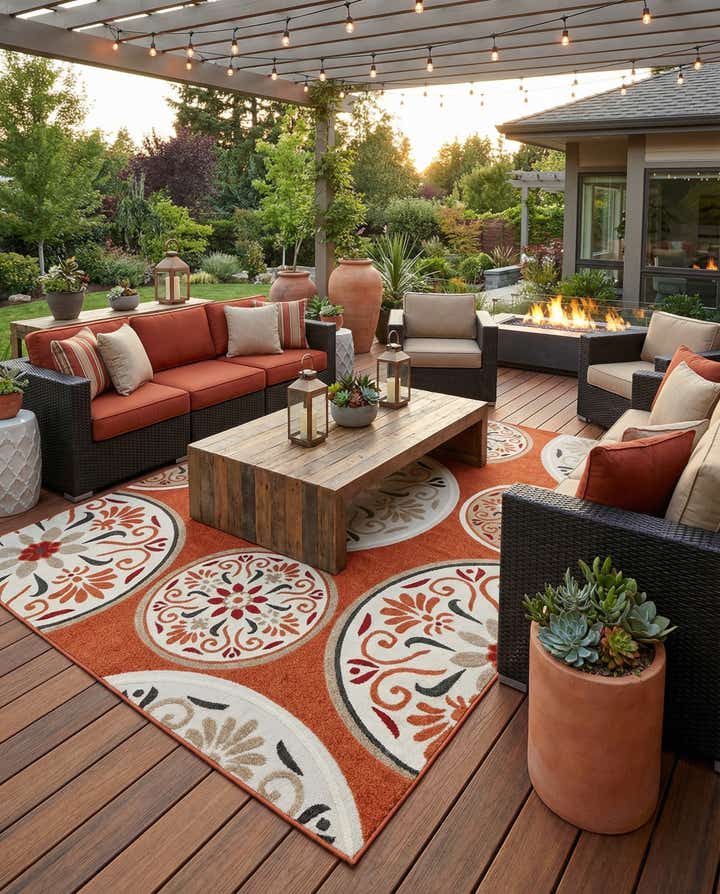 9' x 12' 2 Easy-Clean Modern Indoor / Outdoor Rug