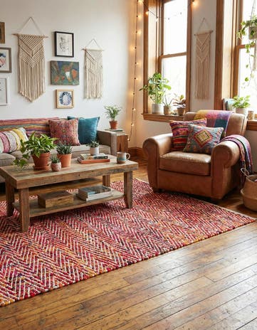 Hand Woven Chindi Chevron Rug