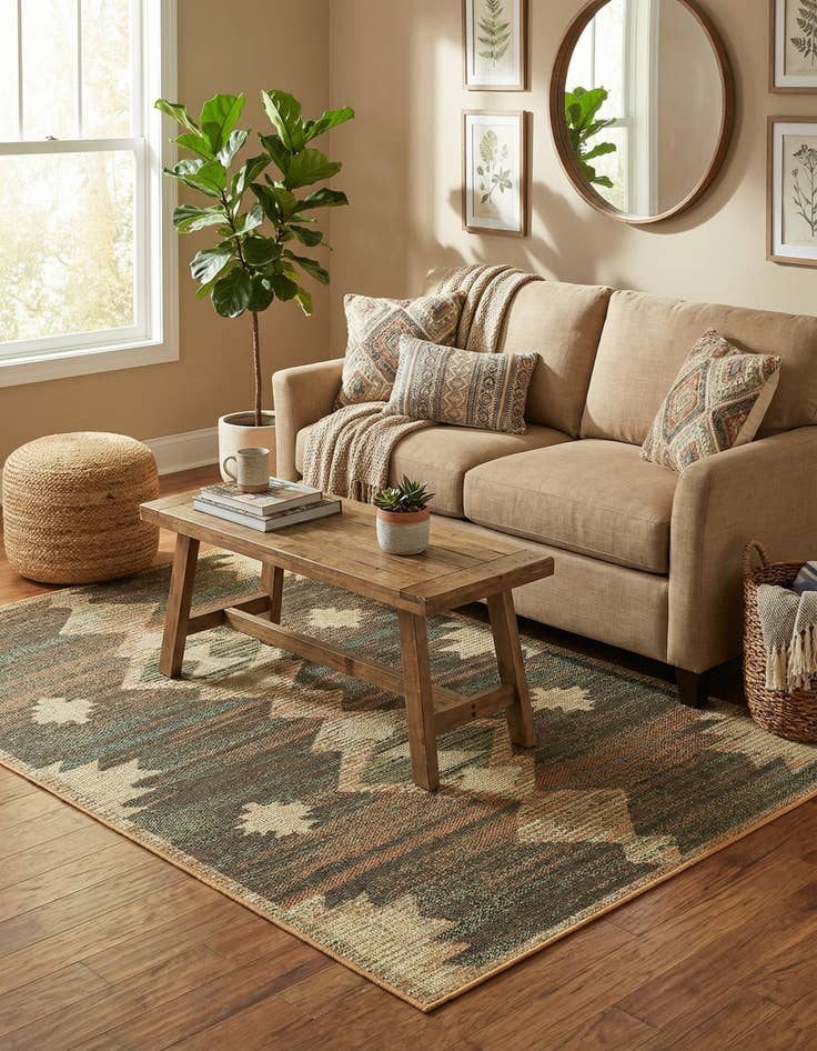 Detail image of 5' 3 x 7' 7  Washable Baja Indoor / Outdoor Rug