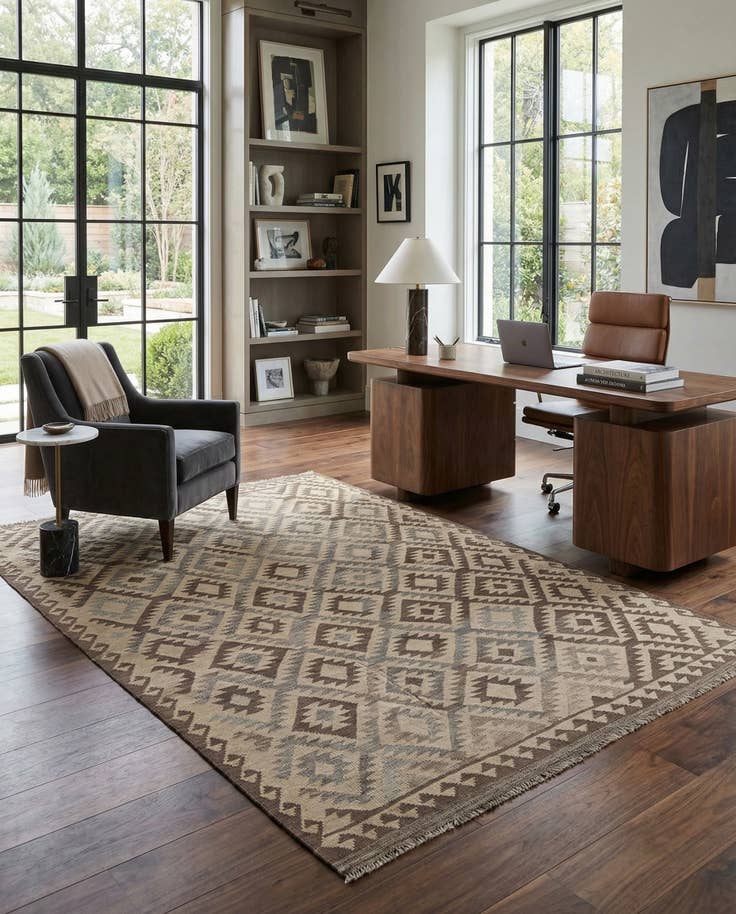 Detail image of 6' 5 x 9' 9 Hand Woven Kilim Maymana Wool Rug