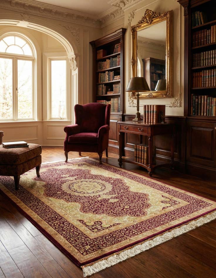 Detail image of 3' 3 x 4' 10 Ghom Silk Rug