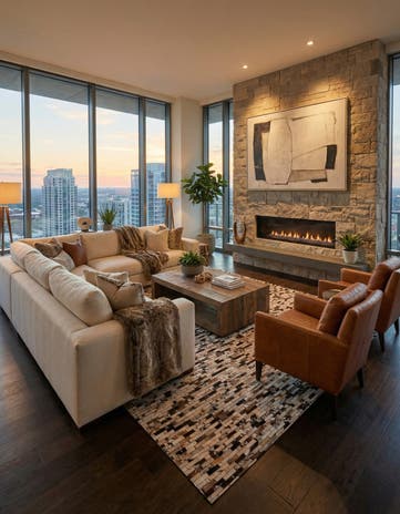 8' 2 x 9' 9 Cowhide Leather Rug