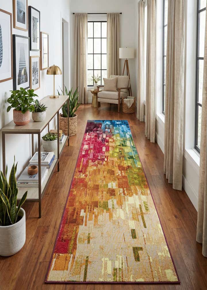 2' 7 x 12' Easy-Clean Modern Indoor / Outdoor Runner Rug