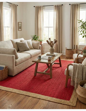 Red Handmade Braided Jute Rug