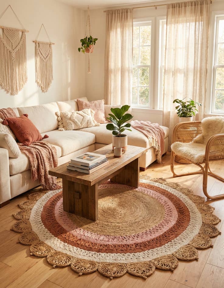 Detail image of 6' 1 x 6' 1  Hand Braided Jute Round Rug