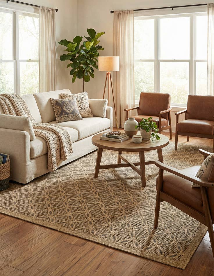 Detail image of  9' x 12' 2  Washable Lattice Indoor / Outdoor Rug