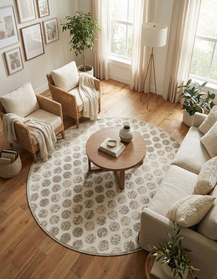 Detail image of 7' 10 x 7' 10 Easy-Clean Sabrina Soto Indoor / Outdoor Round Rug
