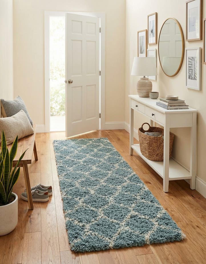 2' x 7' Lattice Shag Runner Rug