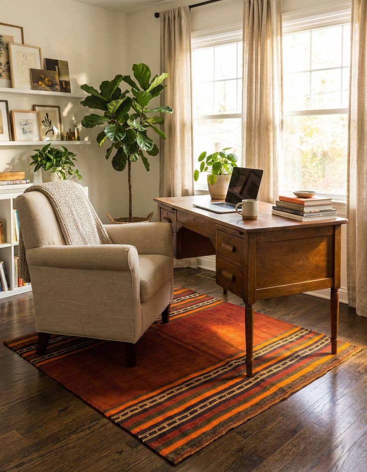 Detail image of 3' 9 x 3' 10  Hand Woven Kilim Fars Wool Square Rug