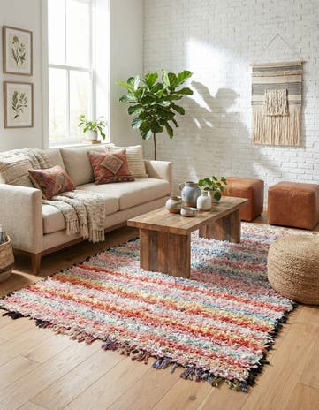 4' 6 x 8' Hand Knotted Moroccan Wool Rug
