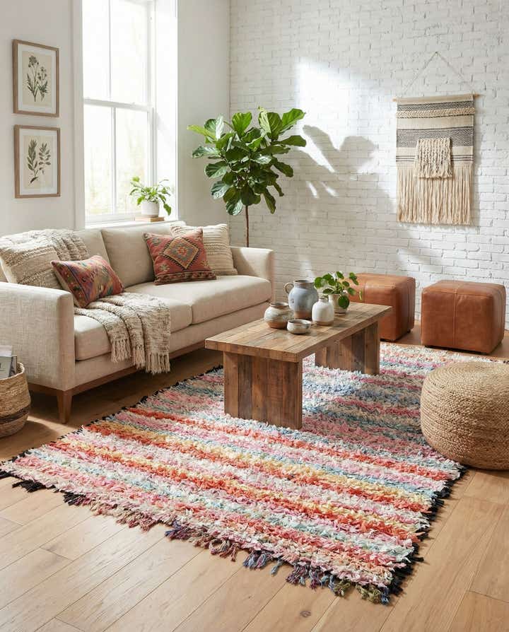 4' 6 x 8' Hand Knotted Moroccan Wool Rug