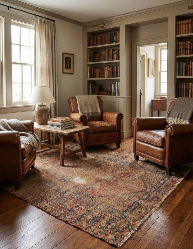 Detail image of 4' x 4' 10  Hand Knotted Ultra Vintage Persian Wool Square Rug