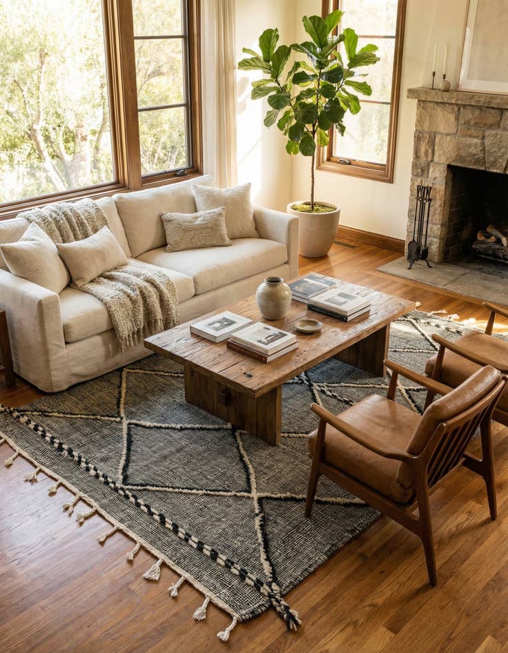 Detail image of 5' 2 x 9' 2  Hand Knotted Moroccan Wool Rug