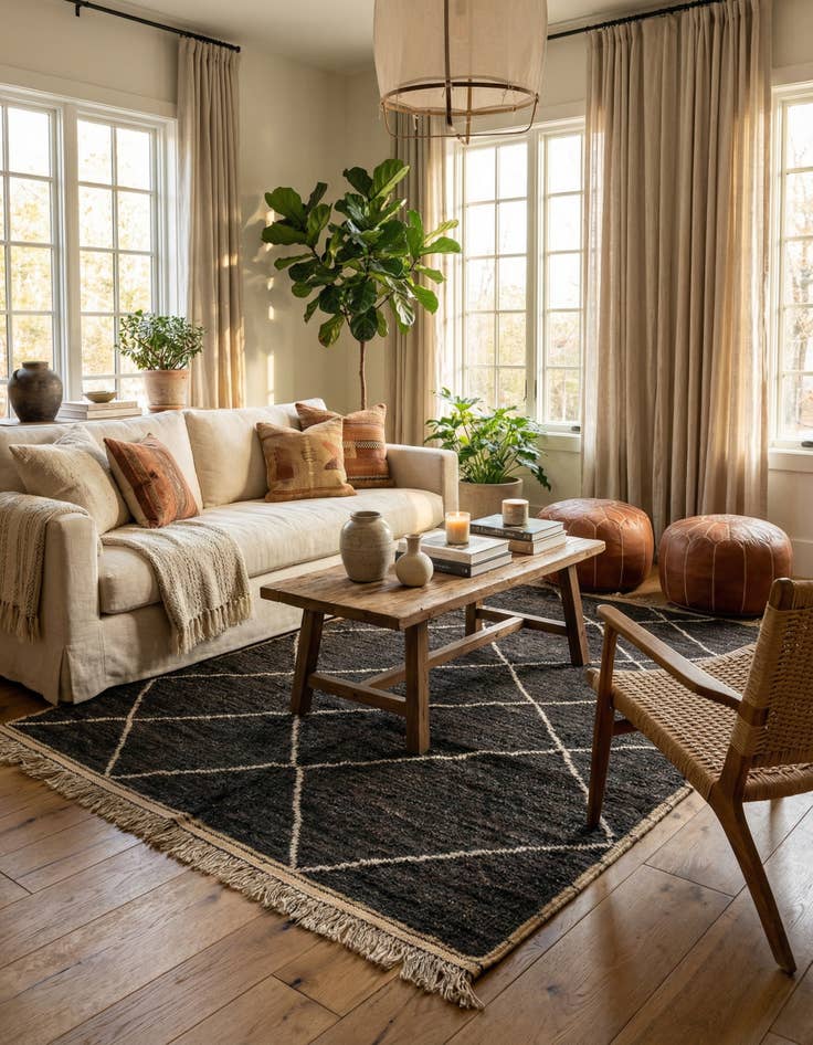 Detail image of 6' 2 x 9' 4  Hand Knotted Moroccan Wool Rug