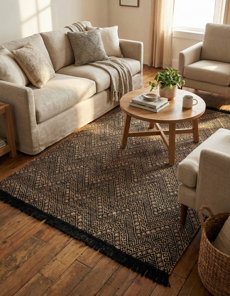 Detail image of 6' 1 x 9'  Hand Braided Jute Rug