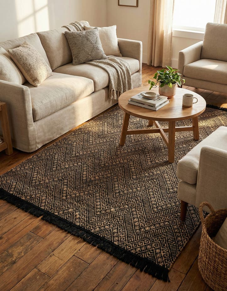 6' 1 x 9' Handmade Braided Jute Rug
